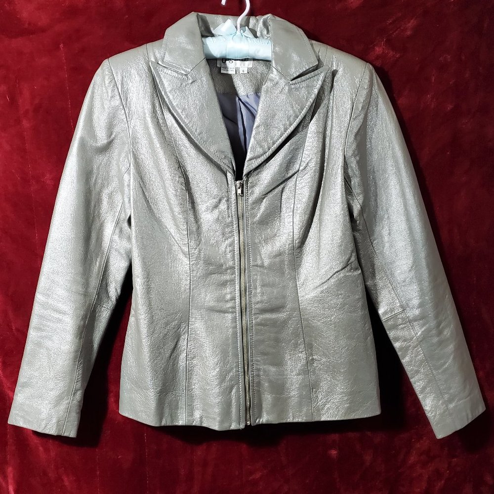 Bagatelle 100% Leather Blazer Jacket Gray Size 6